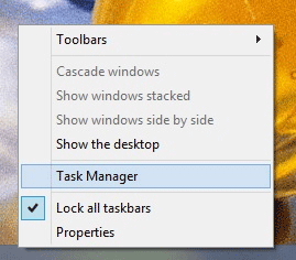 Windows Task Manager Menu